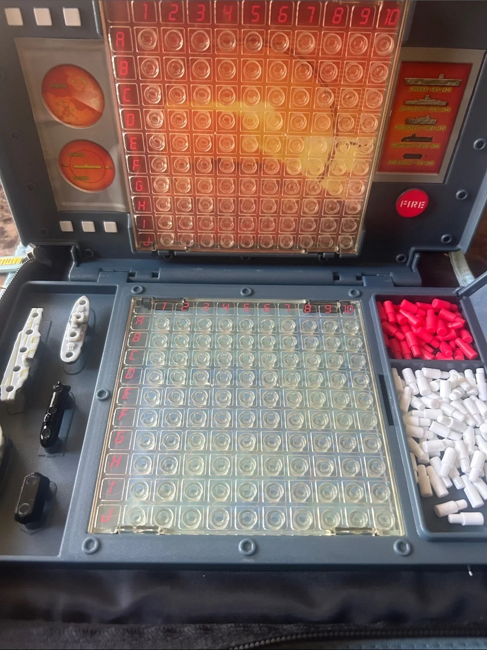 Hasbro Battleship Game Set in Blue with Red & White Pegs